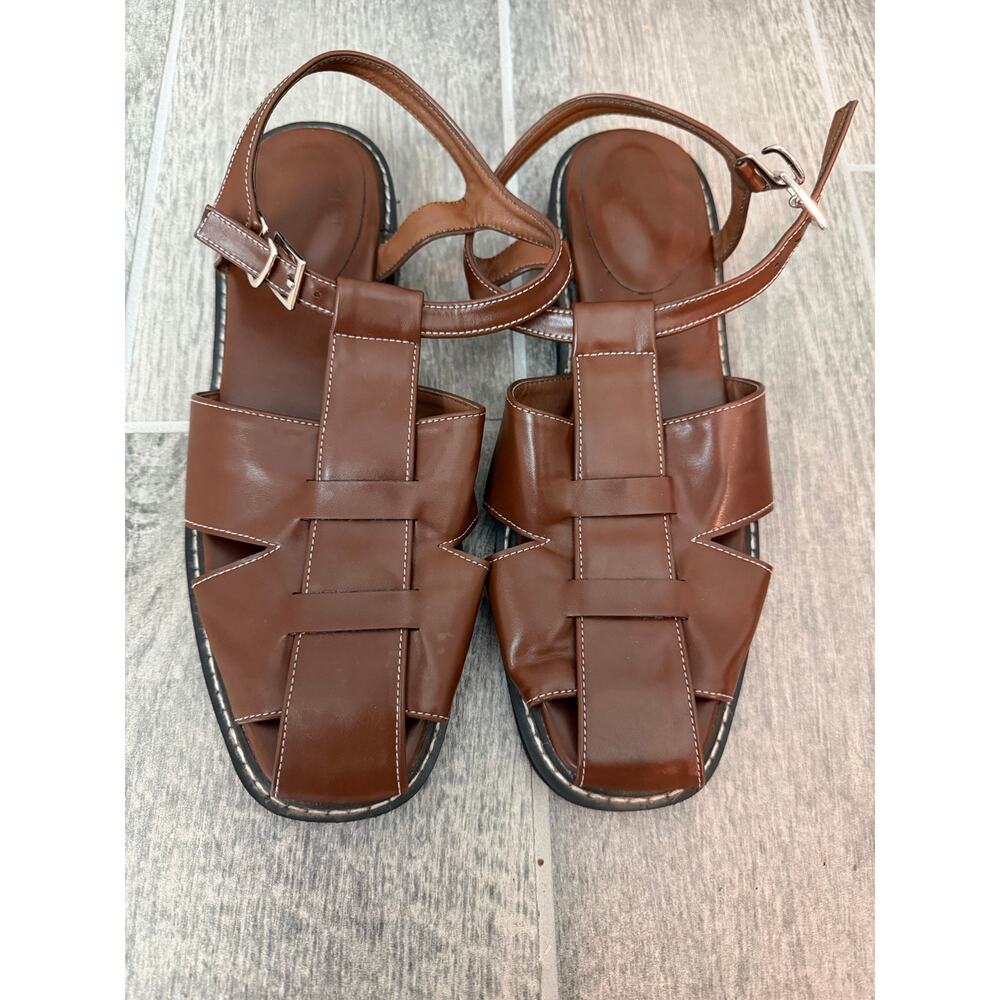 Women's Size 7 Fisherman Sandals in Brown Faux Leather w/ Quick Release Clasp